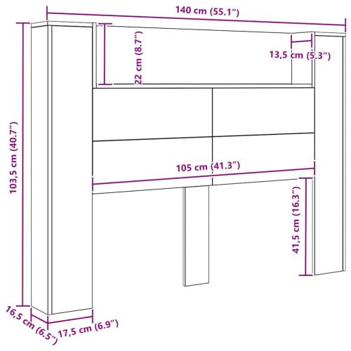 Облегалка за глава Дъб 140 x 17 x 104,5 см Инженерно дърво