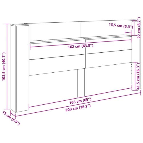 Облегалка за глава с рафт Черния дъб 200 x 15 x 103,5 см
