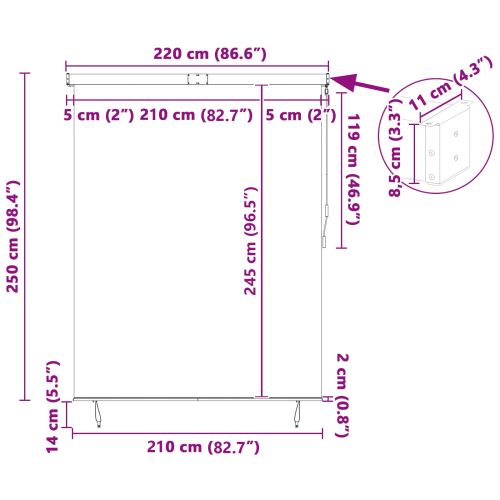 Ролетна щора Жълто и Синьо 200 x 250 см Текстил и Алуминий