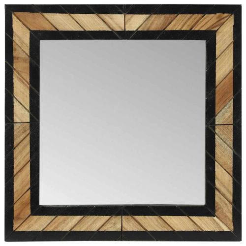 Огледало Черен и кафяв 50 x 2 x 50 см Солидно дърво акация