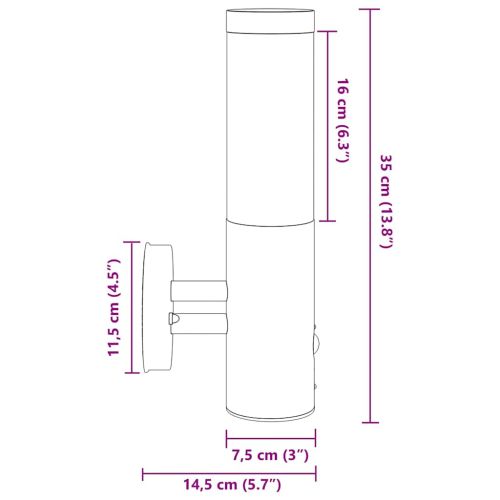 Външна стенна лампа Черно 15 x 7,5 x 33 см