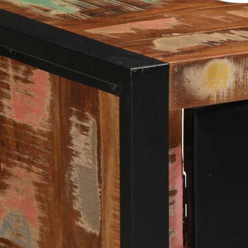 Шкаф за баня с врата Кафяво Масивна регенерирана дървесина