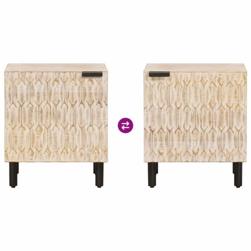Нощен шкаф 2 pcs Бяло 40 x 33,5 x 46 см Солидно мангово дърво