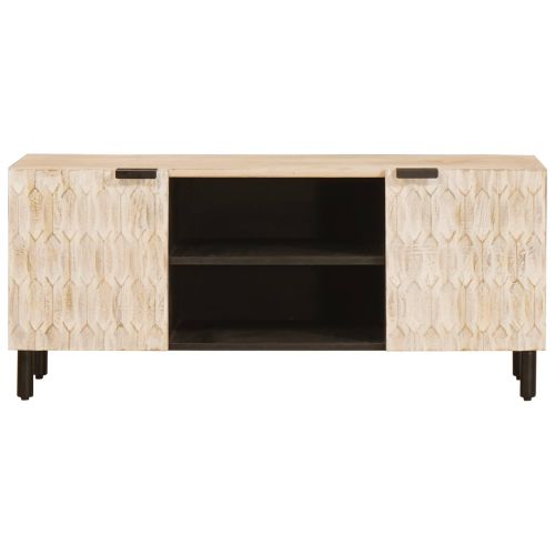 ТВ шкаф с рафт с врата Финал на бяло измиване 105 x 33 x 46 см