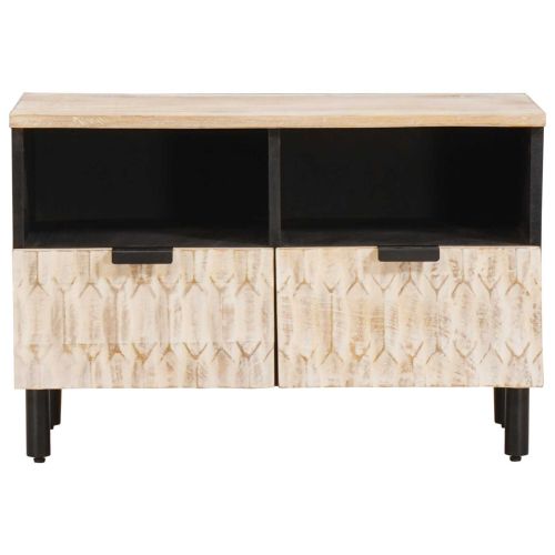 ТВ шкаф с чекмедже Финал на бяло измиване 70 x 33,5 x 46 см