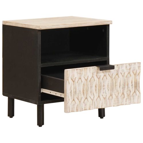 Нощен шкаф 2 pcs Бяло 40 x 33 x 46 см Солидно мангово дърво