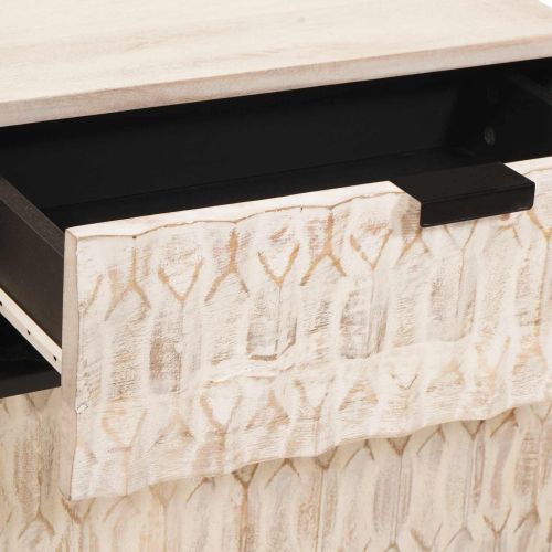 Нощен шкаф Бяло 50 x 33 x 60 см Солидно мангово дърво