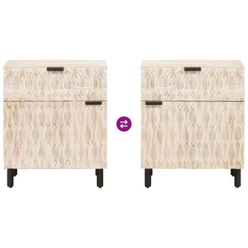 Нощен шкаф Бяло 50 x 33 x 60 см Солидно мангово дърво