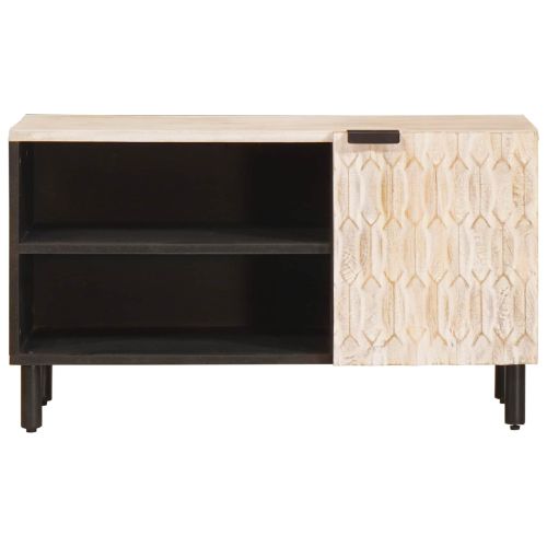 ТВ шкаф със съхранение Финал на бяло измиване 80 x 31,5 x 46 см