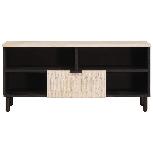 ТВ шкаф с чекмедже Финал на бяло измиване 100 x 33,5 x 46 см