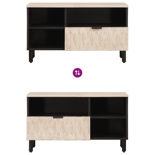 ТВ шкаф с чекмедже Финал на бяло измиване 80 x 33,5 x 46 см