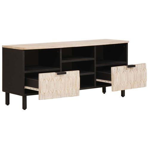 ТВ шкаф с чекмедже Финал на бяло измиване 100 x 33,5 x 46 см