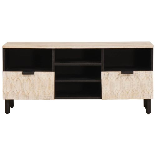 ТВ шкаф с чекмедже Финал на бяло измиване 100 x 33,5 x 46 см