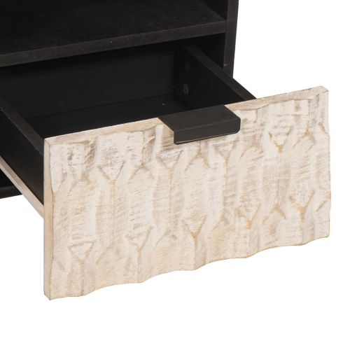 ТВ шкаф с чекмедже Финал на бяло измиване 100 x 33,5 x 46 см