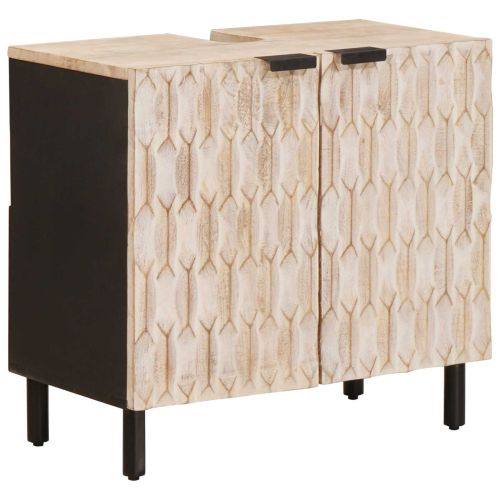 Шкаф за мивка в баня Едноцветен Бяло