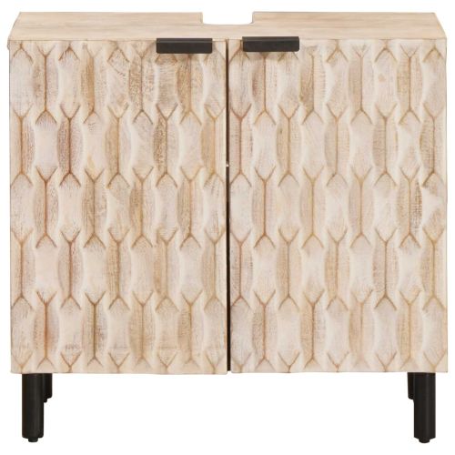 Шкаф за мивка в баня Едноцветен Бяло