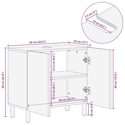 Шкаф за мивка в баня Едноцветен Бяло