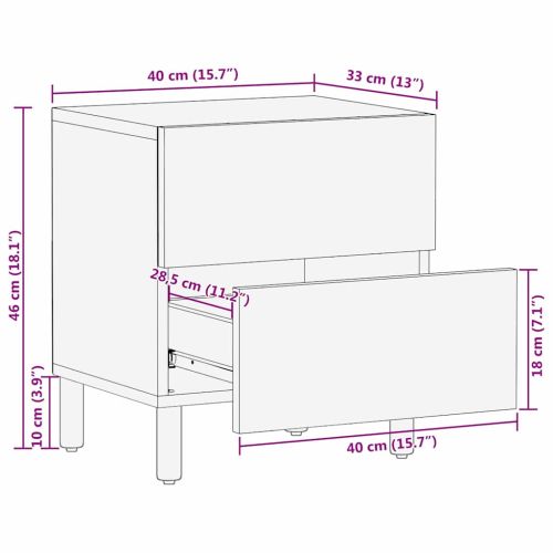 Нощен шкаф 2 pcs Кафяво 40 x 33,5 x 46 см Солидно мангово дърво