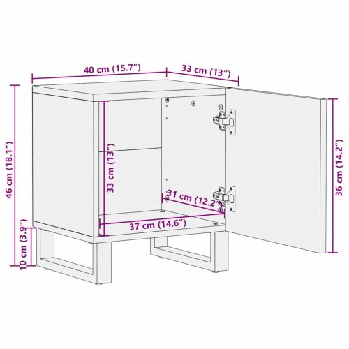 Нощен шкаф Естествен 40 x 33,5 x 46 см Солидно мангово дърво