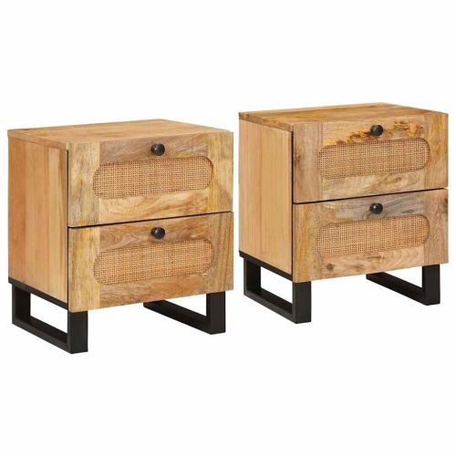 Нощен шкаф с чекмедже 2 pcs Естествен 40 x 33,5 x 46 см