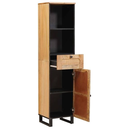 Шкаф за баня Кафяво 38 x 33 x 160 см Солидно мангово дърво