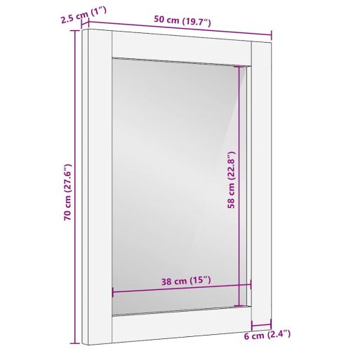 Огледало за баня с огледало Светло кафяво 70 x 50 x 2,5 см