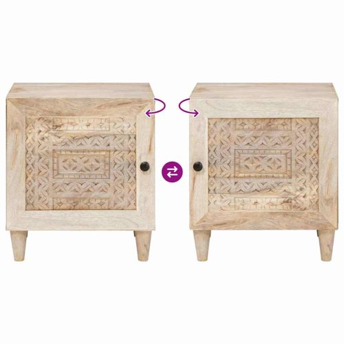 Нощен шкаф Бежово 40 x 33 x 46 см Масивна акациева дървесина