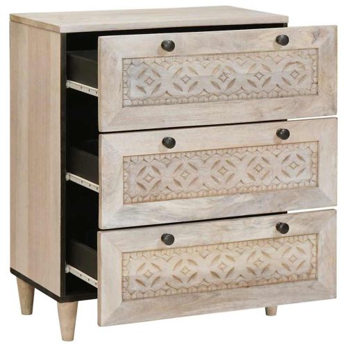 Служебен шкаф Бяло 60 x 33 x 75 cm мангово дърво масив