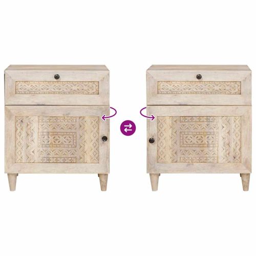 Нощен шкаф Бежово 50 x 33 x 60 см Масивна акациева дървесина