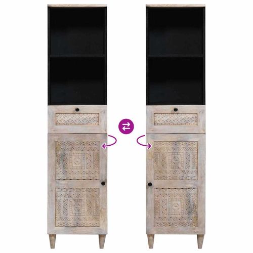 Шкаф за баня с чекмедже Бяло 38 x 33 x 160 см Инженерно дърво