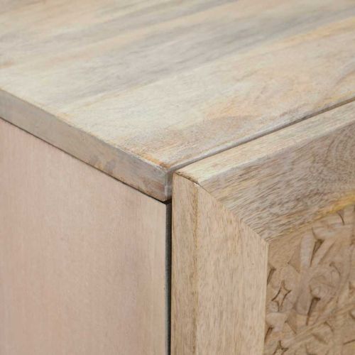 Висок шкаф с рафт Бяло 40 x 33 x 110 см мангово дърво масив