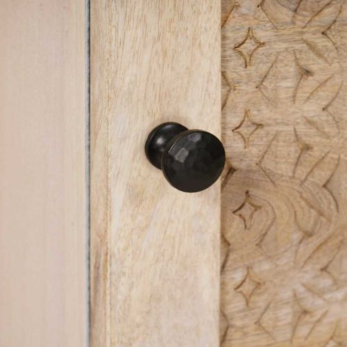 Висок шкаф с рафт Бяло 40 x 33 x 110 см мангово дърво масив