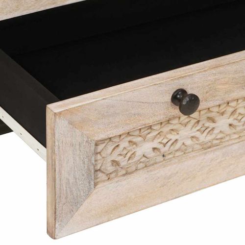 Висок шкаф с чекмедже Бяло 60 x 33 x 100 см мангово дърво масив