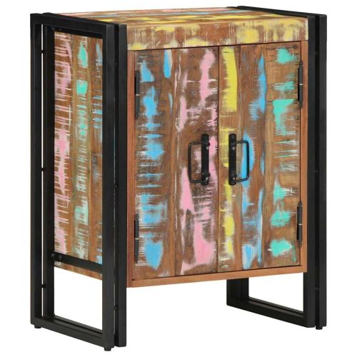 Шкаф за обувки с рафт Черно Масивна регенерирана дървесина