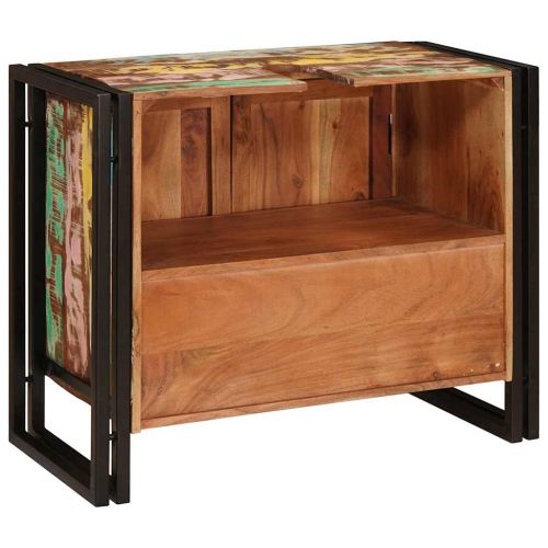 Шкаф за мивка за баня Масивна регенерирана дървесина и желязо