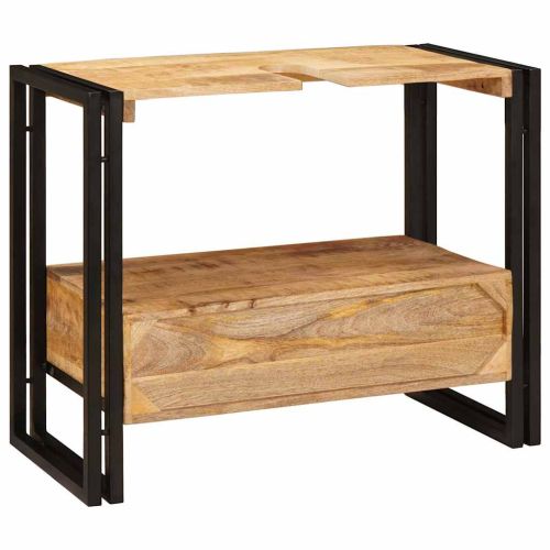 Шкаф за мивка за баня Масивна дървесина от манго и желязо