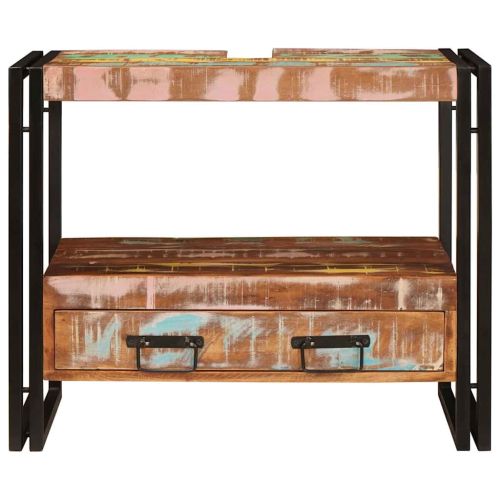 Шкаф за мивка за баня Масивна регенерирана дървесина и желязо