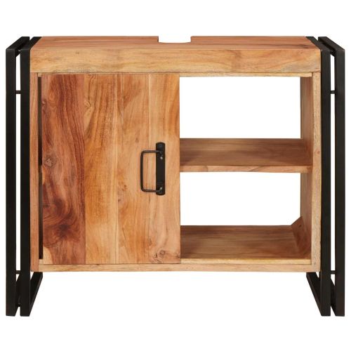 Шкаф за мивка за баня Масивна акациева дървесина и железо