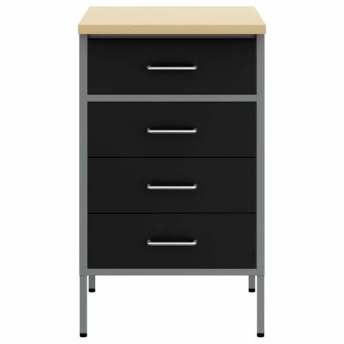 Работна маса с чекмедже Черно и сиво 50 x 55 x 85 см