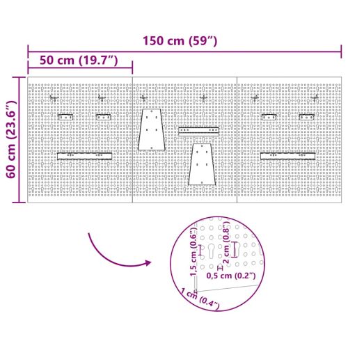 Ета за съхранение 3 pcs Сив 150 x 1 x 60 см