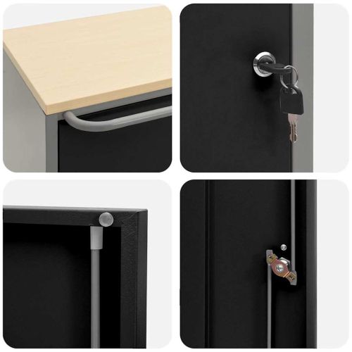 Работна маса с колело с заключване Черно и сиво 75 x 45 x 85 см