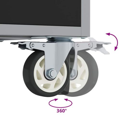Работна маса с колело с заключване Черно и сиво 75 x 45 x 85 см