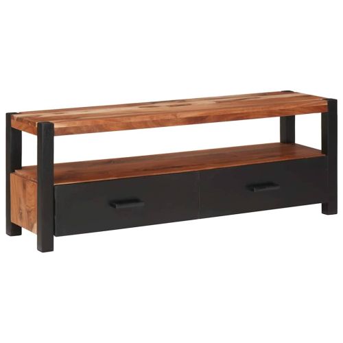 Шкаф за медийно съхранение с рафт Кафяво Акациево дърво масив