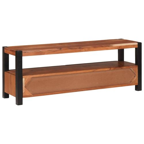 Шкаф за медийно съхранение с рафт Кафяво Акациево дърво масив