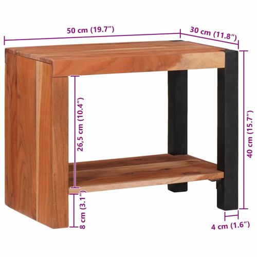 Рафт за книги Кафяво 50 x 30 x 40 см Масивна акациева дървесина