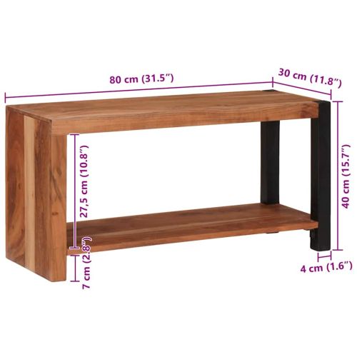 Рафт за книги Кафяво 80 х 30 х 40 см Масивна акациева дървесина