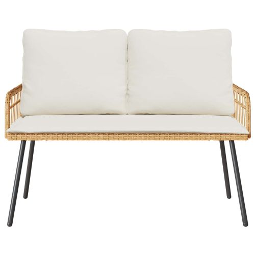 Градинска пейка с възглавница Кафяво 114 x 64 x 78 см Метал