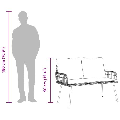 Градинска пейка с възглавница Кафяво 114 x 64 x 78 см Метал