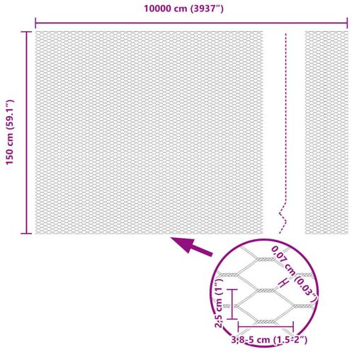 Шестоъгълна ограда Сив 1,5 x 100 м ПВЦ