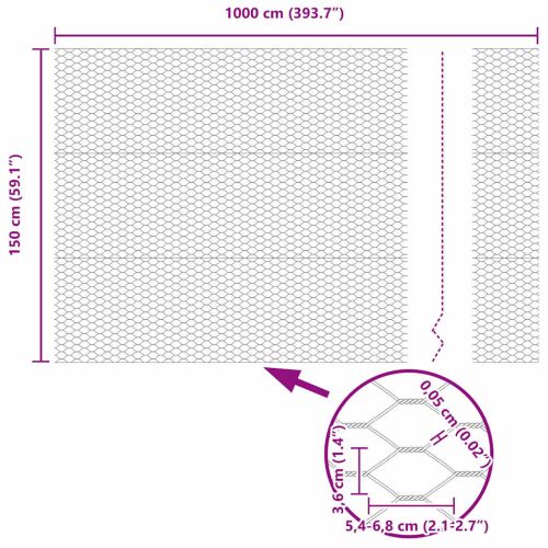Шестоъгълна ограда Сребрист 1,5 x 10 m Поцинкована стомана